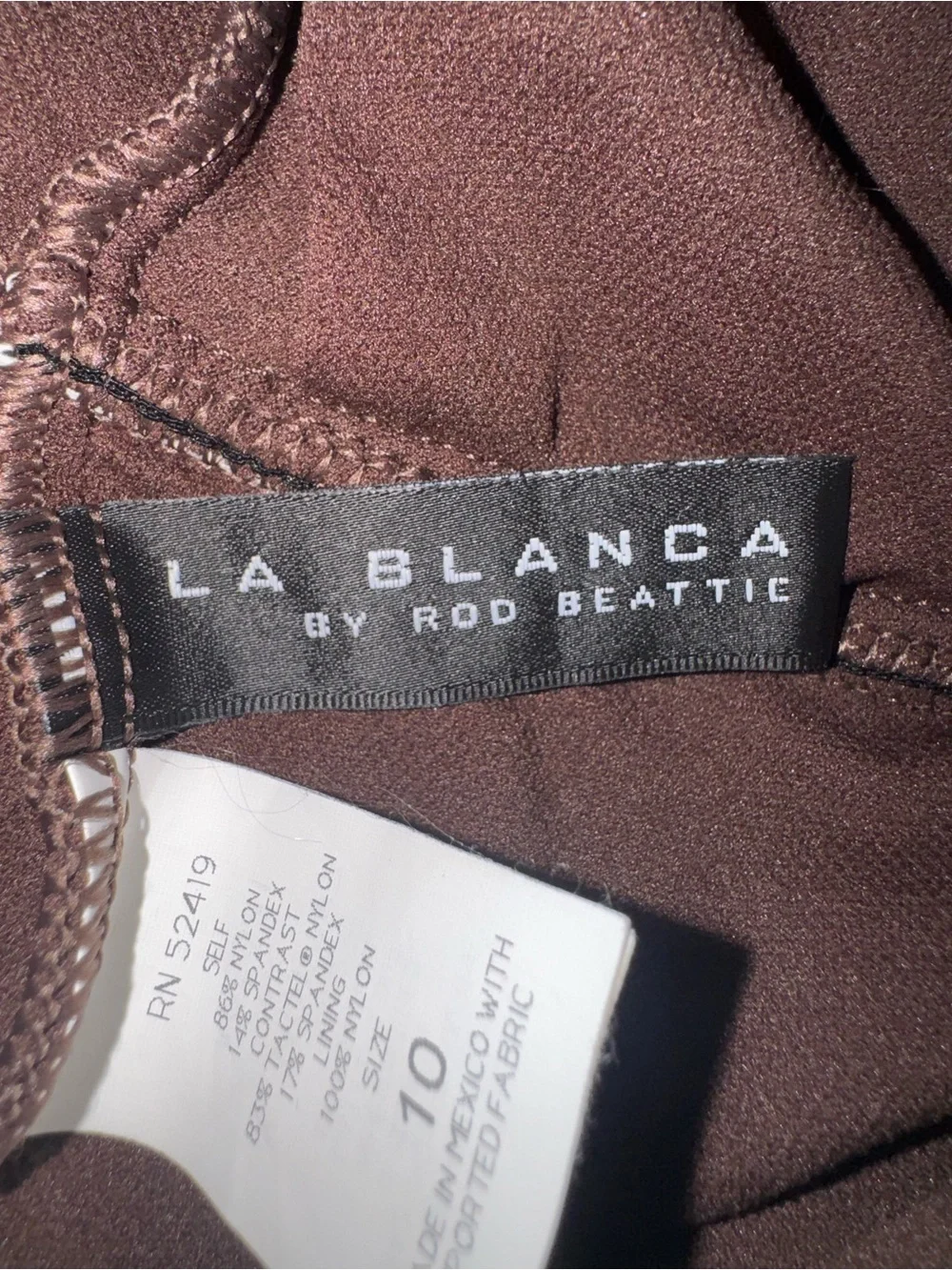 LA BLANCA by Rod Beattic Brown Halter One Piece Swimsuit Size 10